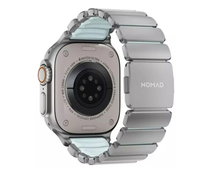 Pasek i akcesoria do zegarków Nomad Stratos Band Natural Titanium 45/46/49mm Icy Blue Glow FKM